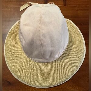 Helen Kaminski Australia Pink Cotton / Raffia Brim Sun hat Adjustable - ONE SIZE